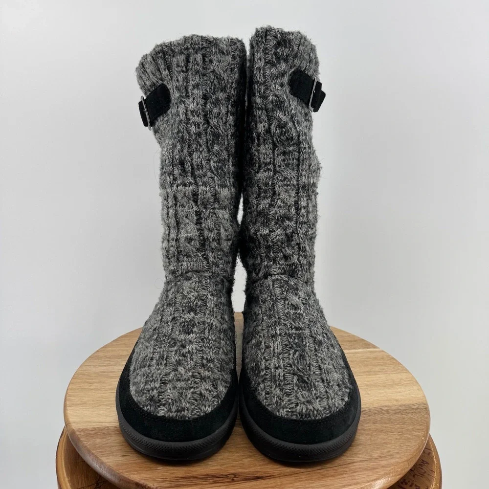 ABEO Kenora Charcoal Cable Knit Suede Winter Boots Gray Black Women's Size 10‎